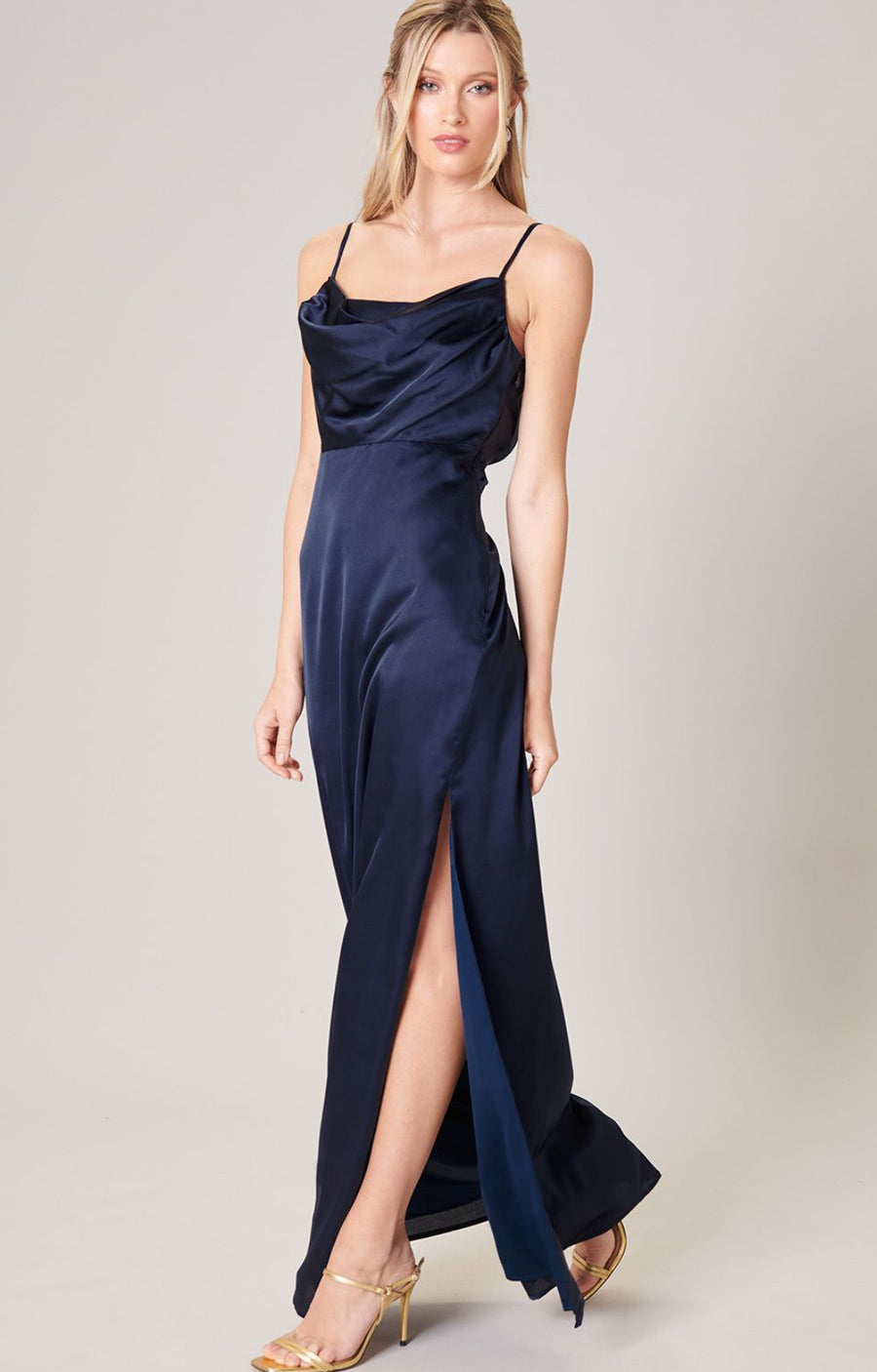 Navy-Charisma Cowl neck maxi dress