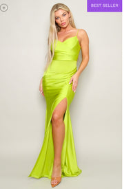 Lime Green -HIGH STANDARDS HALTER MAXI DRESS