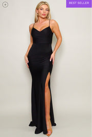 Black- HIGH STANDARDS HALTER MAXI DRESS