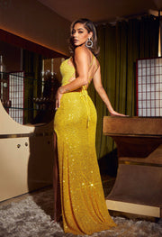 Yellow -Sequin dress