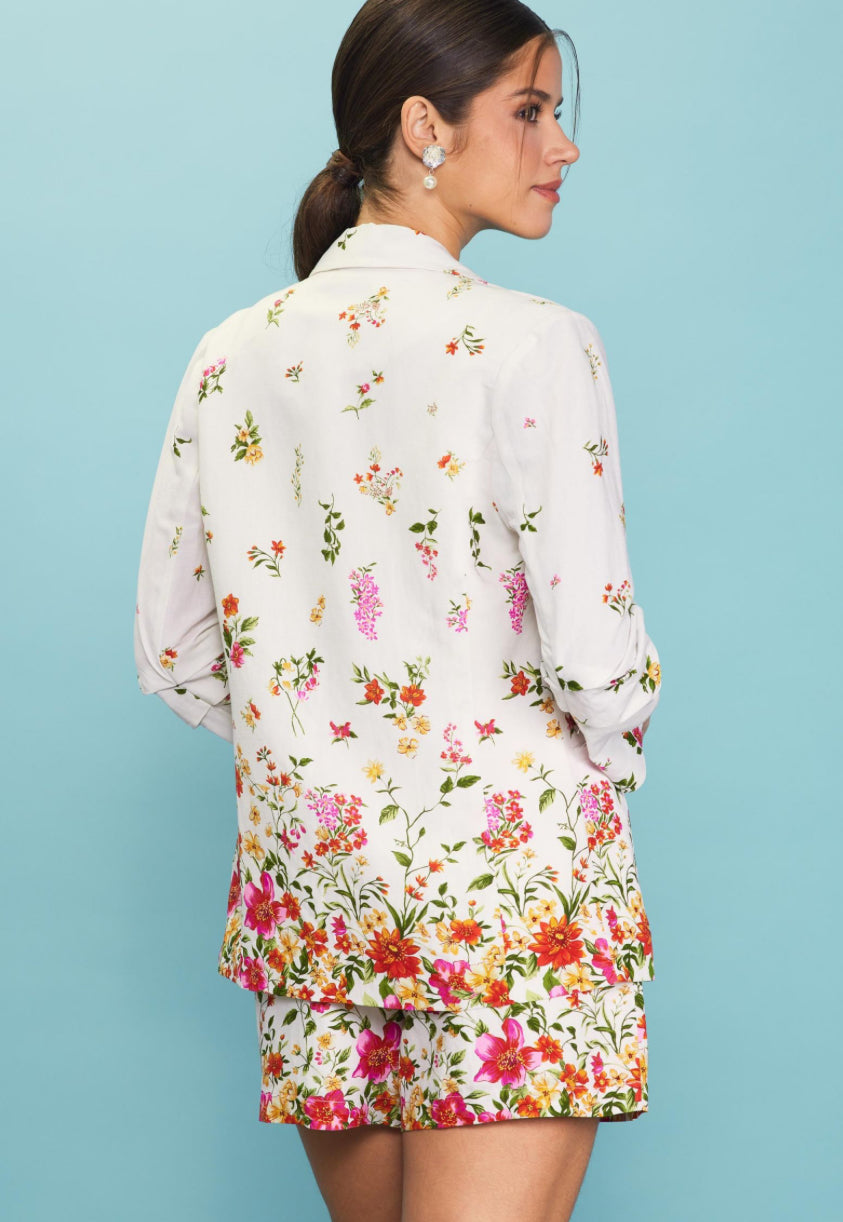 FLORAL BORDER PRINT BLAZER