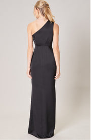 Black-Prestige One Shoulder Asymmetrical Maxi Dress