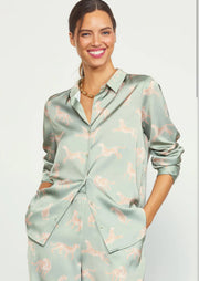 Cheeteh print satin Button down blouse