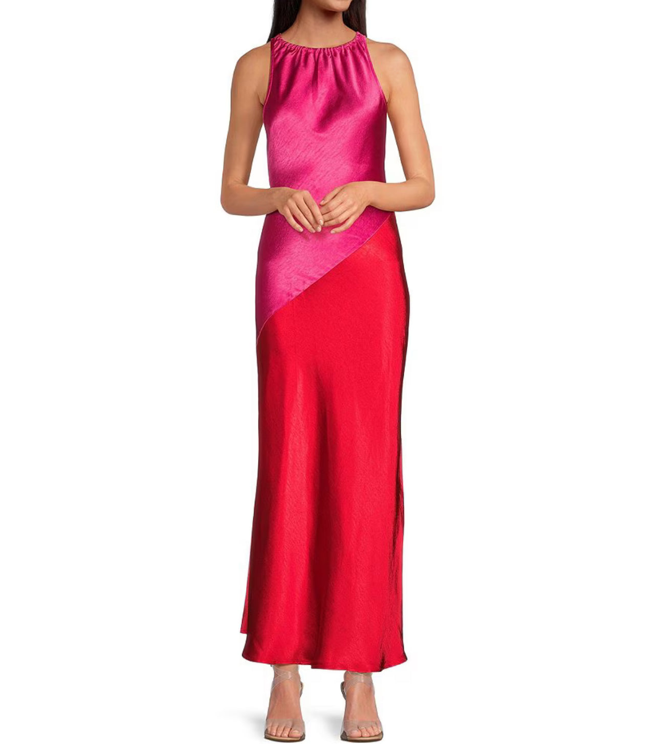 Pink Red Kavela color Block dress