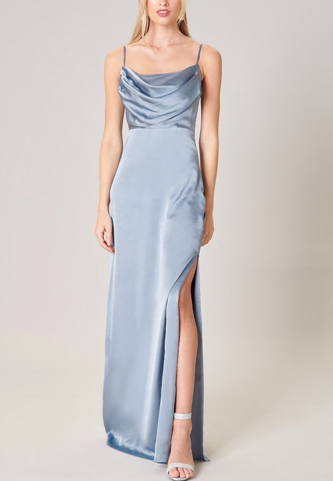 DUSTY-BLUE -Charisma Cowl neck maxi dress