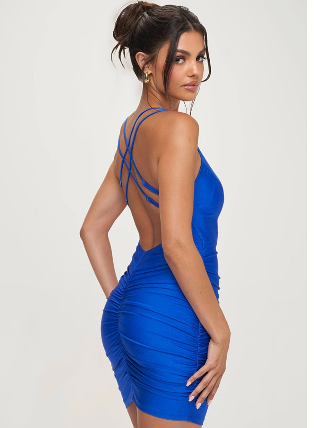 Blue Delfina sexy back mini dress