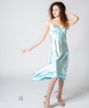 Ice Blue satin slip dress