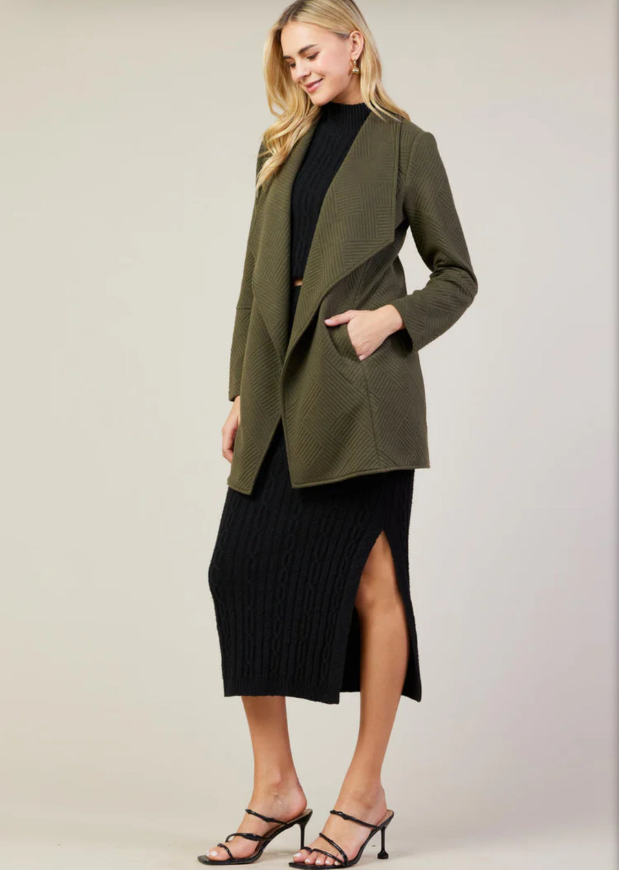 Olive Open front light jacket