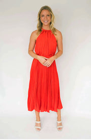 Kora Pleated Red Dress