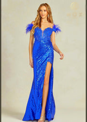 Royal  Blue Sequins adorned Gown