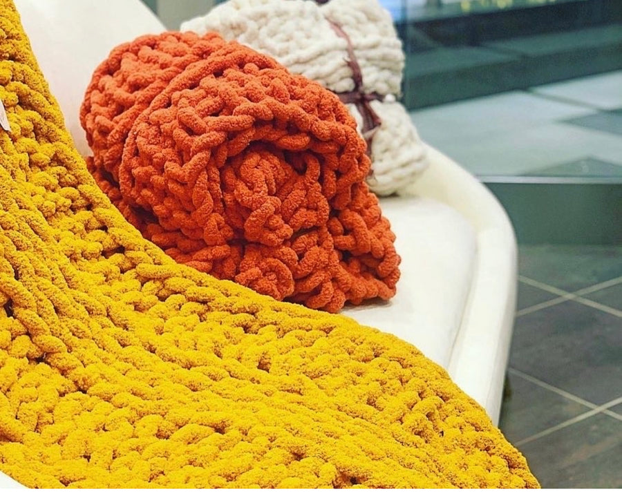 Mustard Blanket - Big Chunky Knit