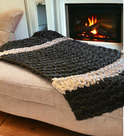 Hunter Green with Tan  Chunky Blankets